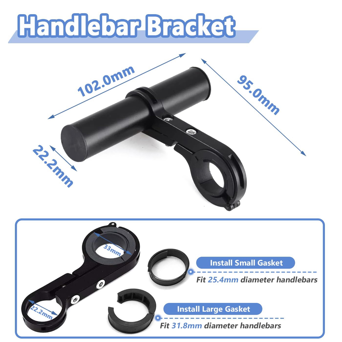 Mesee Bike Handlebar Extender Bicycle Handlebar Clamps Extension Mount Holder Aluminum Alloy Single Clamp Cycling Bracket for Bike LED Light, GPS, Speedometer