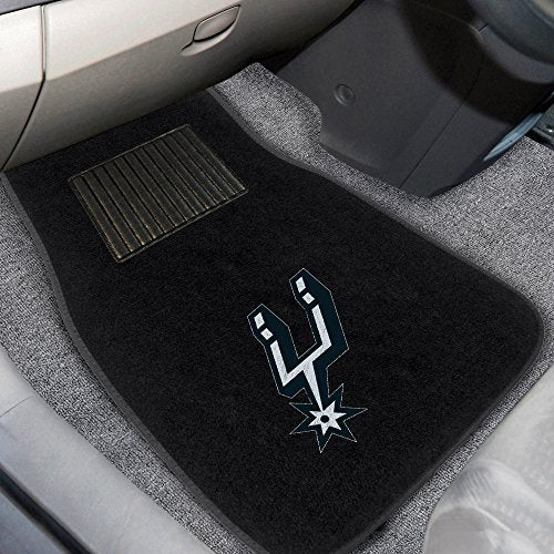 NBA San Antonio Spurs 2-Piece Embroidered Car Mat Set - Black