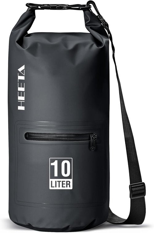 HEETA Waterproof Dry Bag - Lightweight Roll Top Storage with Front Zippered Pocket | 5L/10L/20L/30L/40L for Travel, Kayaking & Hiking