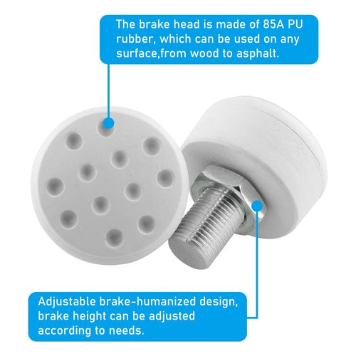 WHYHKJ 1Pairs Adjustable Rubber Brake Block Stoppers Roller Skates Toe Stops Roller Skating Toe Stoppers Durable Non-Marking Toe Stops Plugs for Quad Skates, White