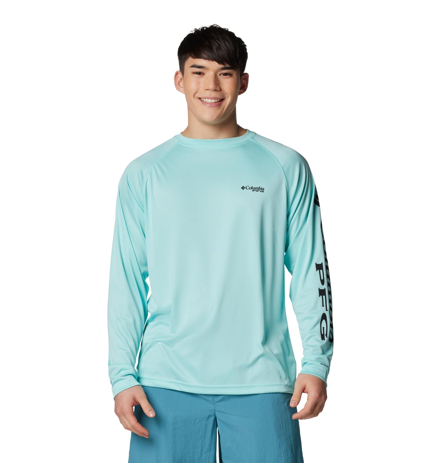 Columbia Men's PFG Terminal Tackle Long Sleeve Fishing Shirt, Gulf Stream/Black Logo, 5X Tall