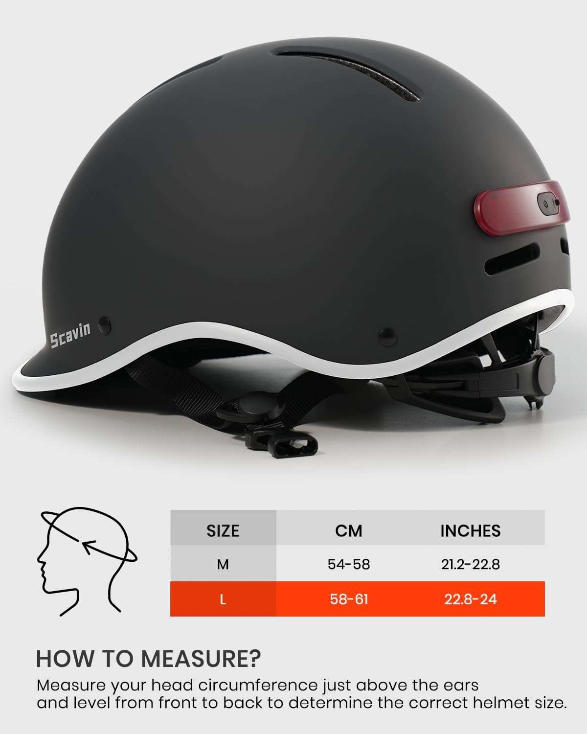 Skiennix Bike Helmet - Adjustable Cycling Helmet with Rechargeable Rear Light | Safety Certified for Adults
