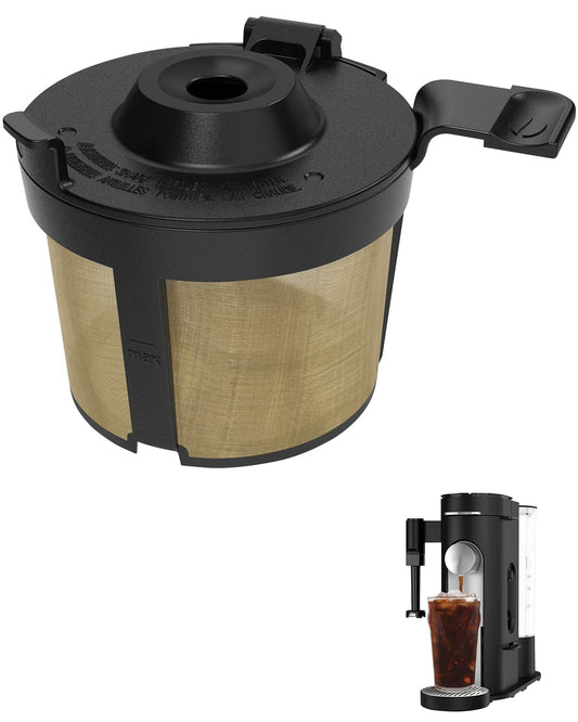 Permanent Coffee Filter for Ninja PB051 / PB040 / PB041ST - Compatible with Ninja Pods & Grounds Coffee Maker - Reusable Gold 304 Stainless Steel Mesh - Eco-Friendly Coffee Pod Accessory (1, Black)