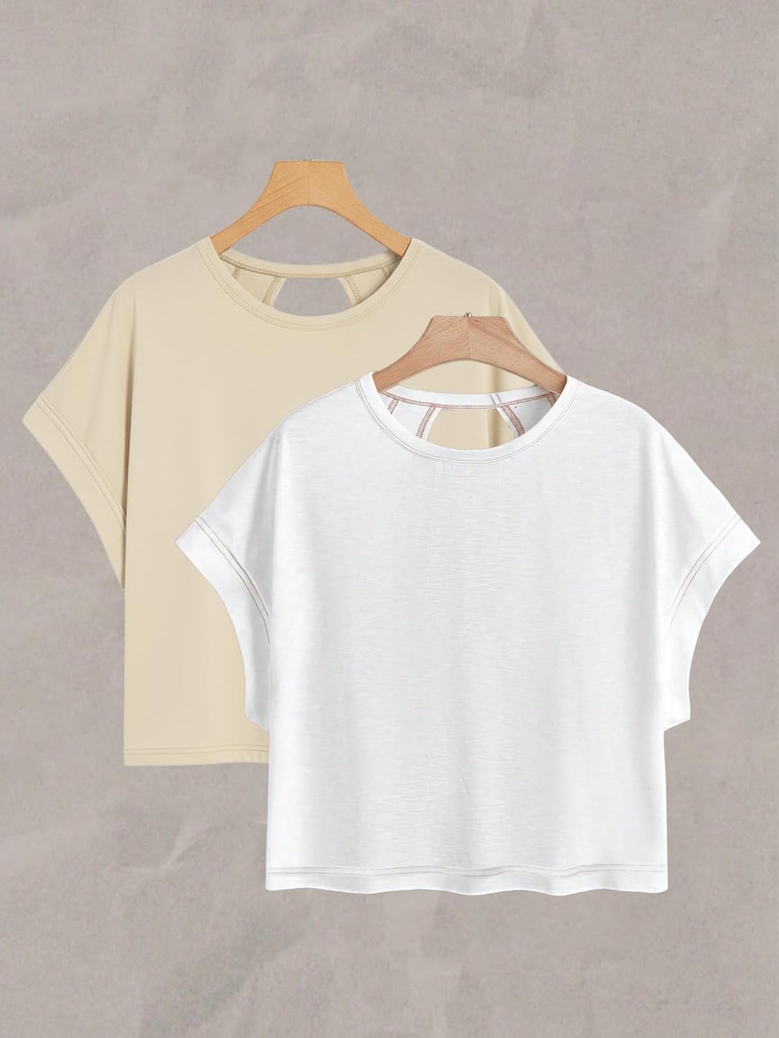 RoseSeek Women's Criss Cross Open Back Tops - Casual Summer T-Shirt | 2-Pack, Short Sleeve, Crewneck