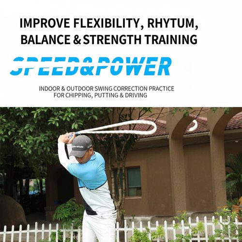 LOFIN Golf Swing Trainer Rope – Heavy-Duty Golf Training Aid for Swing Speed & Rhythm, Durable Double Rope Swing Trainer for Warm-Up, Posture, and Tempo Improvement