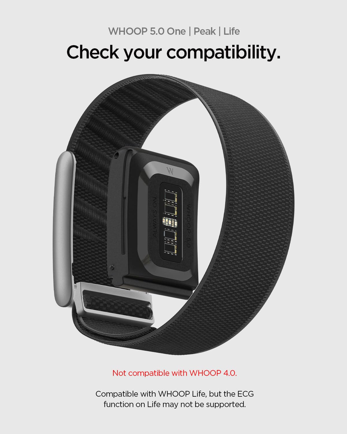 Spigen for WHOOP Band, WBF3 Compatible with WHOOP 5.0 Strap Breathable Nylon Replacement Wristband with Secure Fit for Fitness & Training - Black
