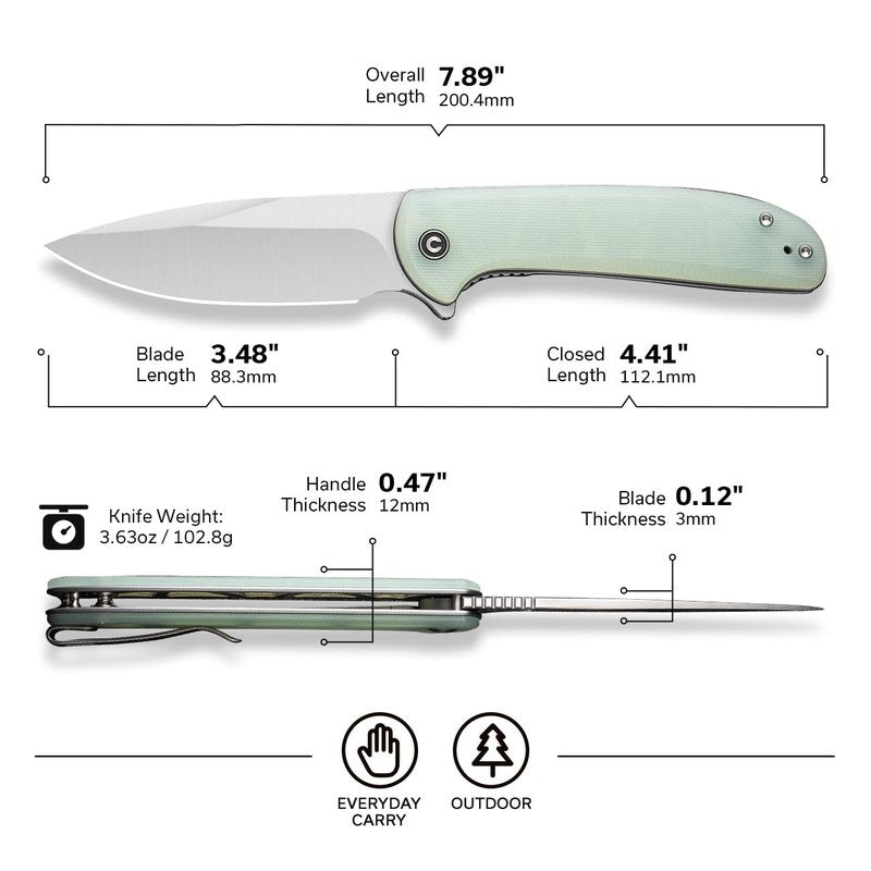 CIVIVI Primitrox Folding Knife for EDC, Flipper Pocket Knife with 3.48" Nitro-V Blade G10 Handle for Everyday Carry C23005A-1