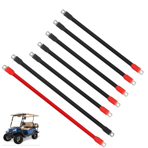 Golf Cart Battery Cable，HKOO Golf Cart Battery Cables Wiring Kit for EZGO TXT 1994 & UP 36 & 48 Volt with 4 Gauge 7 PC AC/DC Wire Golf Cart Battery Cable Set