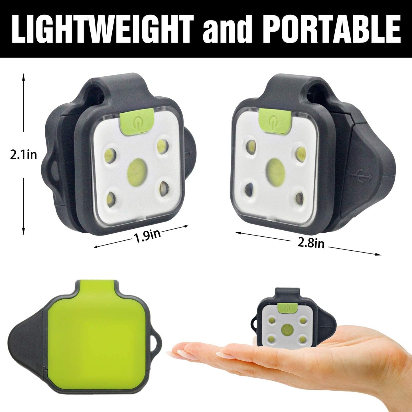 HOKOILN Night Running Lights, 2 Pack LED Running Lights for Runners with Secure Clip & Rechargeable Battery, Sweatproof Water-Resistant for Camping, Hiking, Running, Jogging, Outdoor Adventure