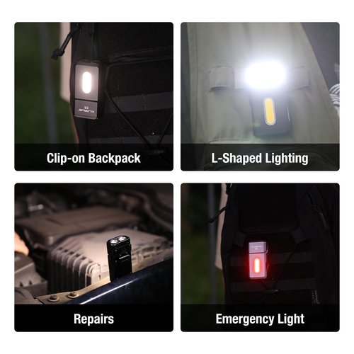 klarus E8 180° Swivel Head & Triple-Light Pocket Flashlight - 1000 Lumens, Rechargeable, IPX6 Waterproof, Magnet, Clip (EDC)