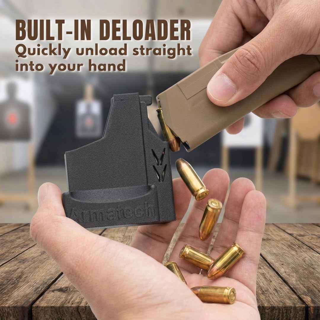 splash n color Magazine Speed Loader for The Glock 17 19 22 23 26 27 31 32 33 34 35 37 9mm, 40 S&W & .357 SIG - Single Flange - Carbon Fiber