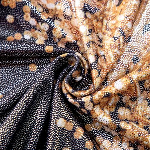 Long Sleeve Gymnastics Leotard for Girls 9-10 Years - Gold Leopard Black