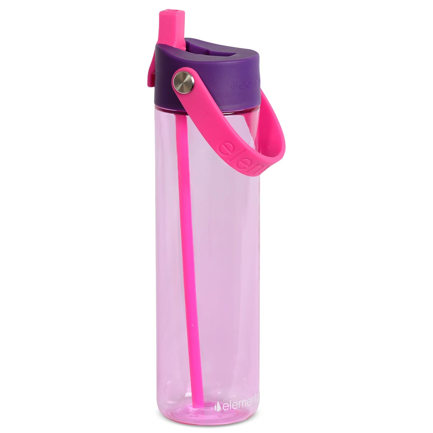 Elemental Splash Water Bottle with Straw - BPA-Free Tritan Plastic Reusable Water Bottle with Strap - Ideal for Travel, Gym and Sports - Leak Proof when Spout is Closed - 26oz - Berry Blast