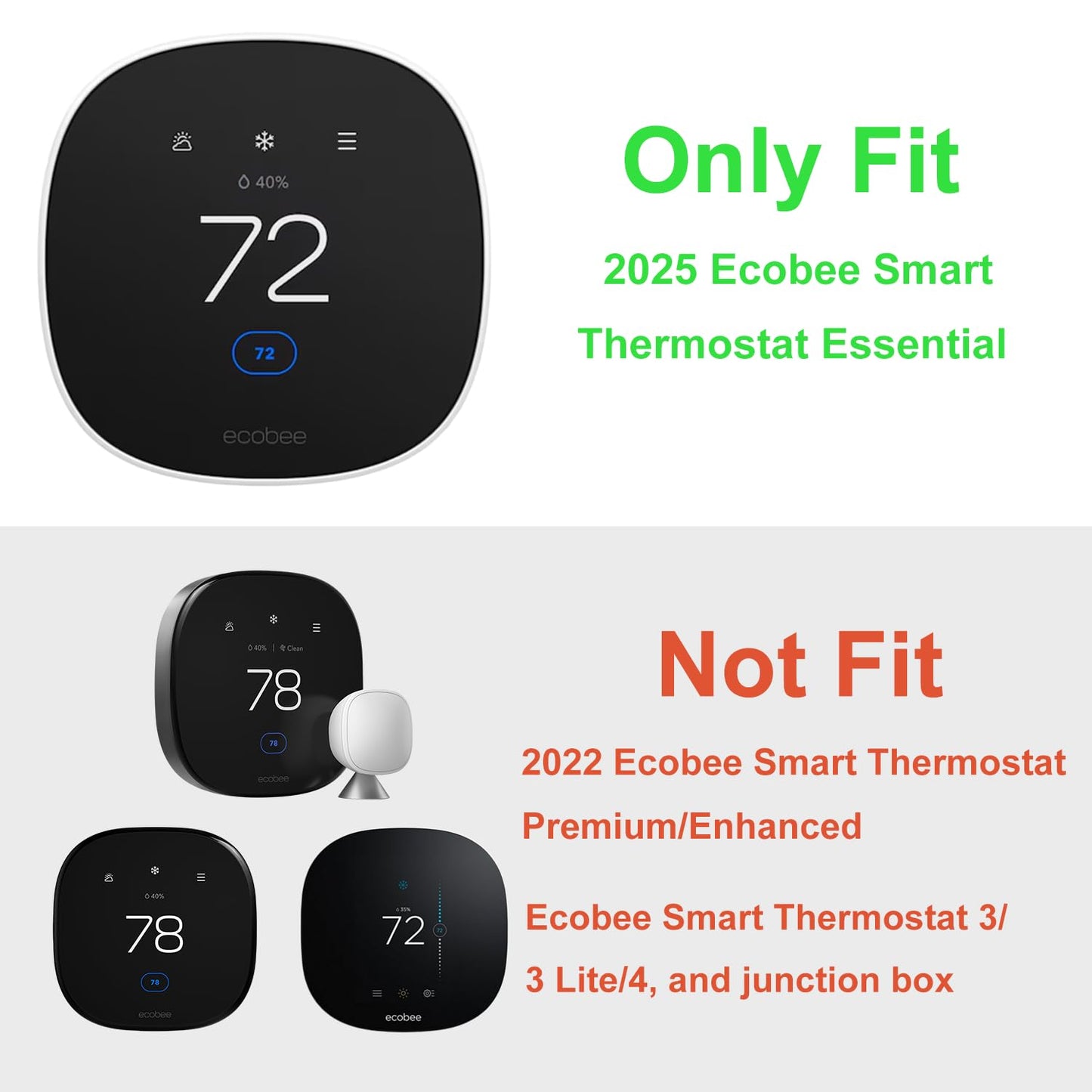 Wall Plate Cover Compatible with New 2025 Ecobee Smart Thermostat Essential, Practical Ecobee Thermostat Trim Kit, Programmable WiFi Thermostat Accessory (1, Pure White)