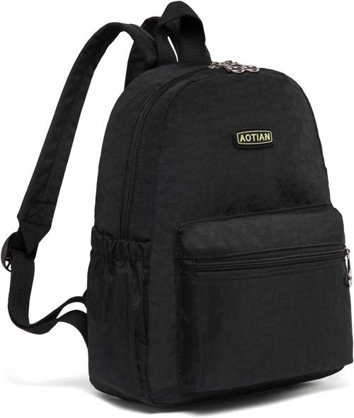 AOTIAN Mini Lightweight 11.8-Inch Backpack - Durable Travel Daypack for Women & Girls | 7 Liters, Black