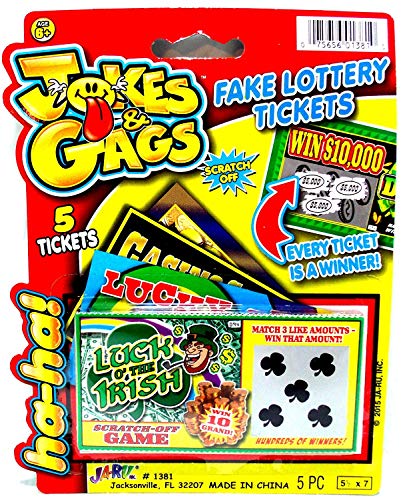 Fake Lottery Tickets Prank - 5 Assorted Scratch Off Cards