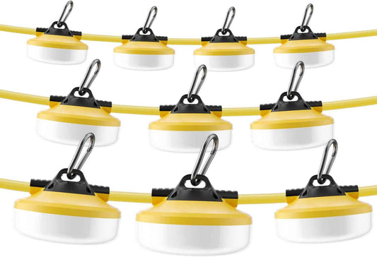 50FT LED Construction String Lights - 5000LM Daylight, IP65 Waterproof, 50W Temporary Work Lighting for Indoor/Outdoor Use