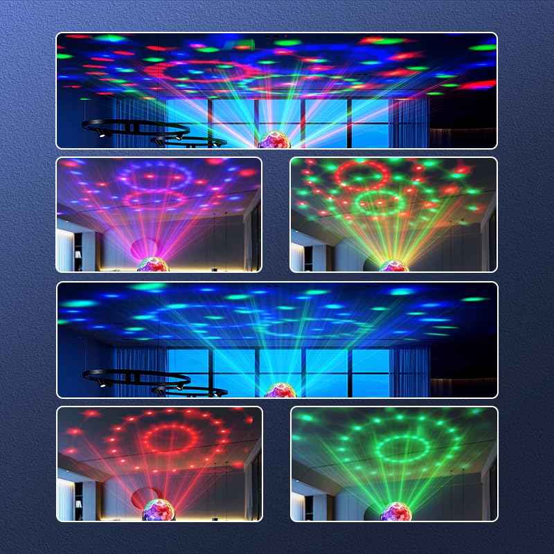 Yiixuyo - 3-Pack Sound Activated Party Lights with Remote Control Dj Lighting, Disco Ball Light Projected Effect Dancing Lights, Strobe Lamp for Parties Supplies Birthday Christmas Bar KTV Decorations