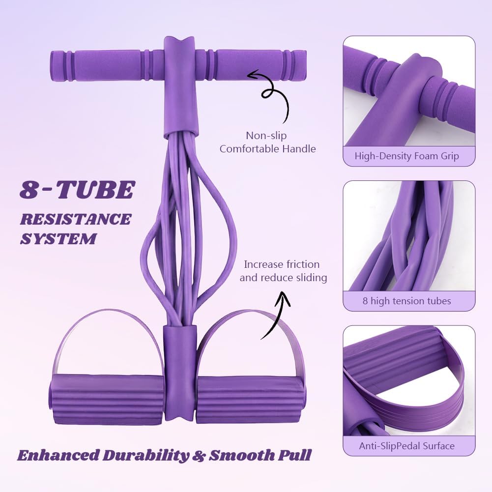 Skiennix Pedal Resistance Band - 6-Tube Multifunctional Workout System for Abdomen, Arms, Legs