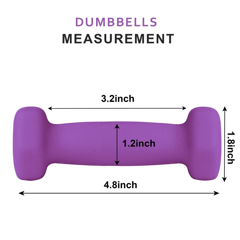 Balelinko Home Gym Equipment Workouts Strength Training Weight Loss Pilates Weights Yoga Sets Free Weights for Women, Men, Seniors and Youth, 1LB Purple, Pair