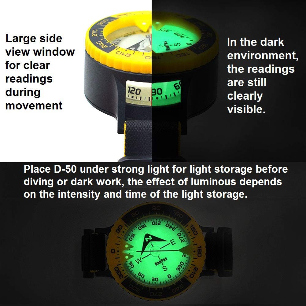 D-50 Ocean Elite Scuba Diving Wrist Compass for Orienteering Hiking Gliding Camping Climbing Cycling
