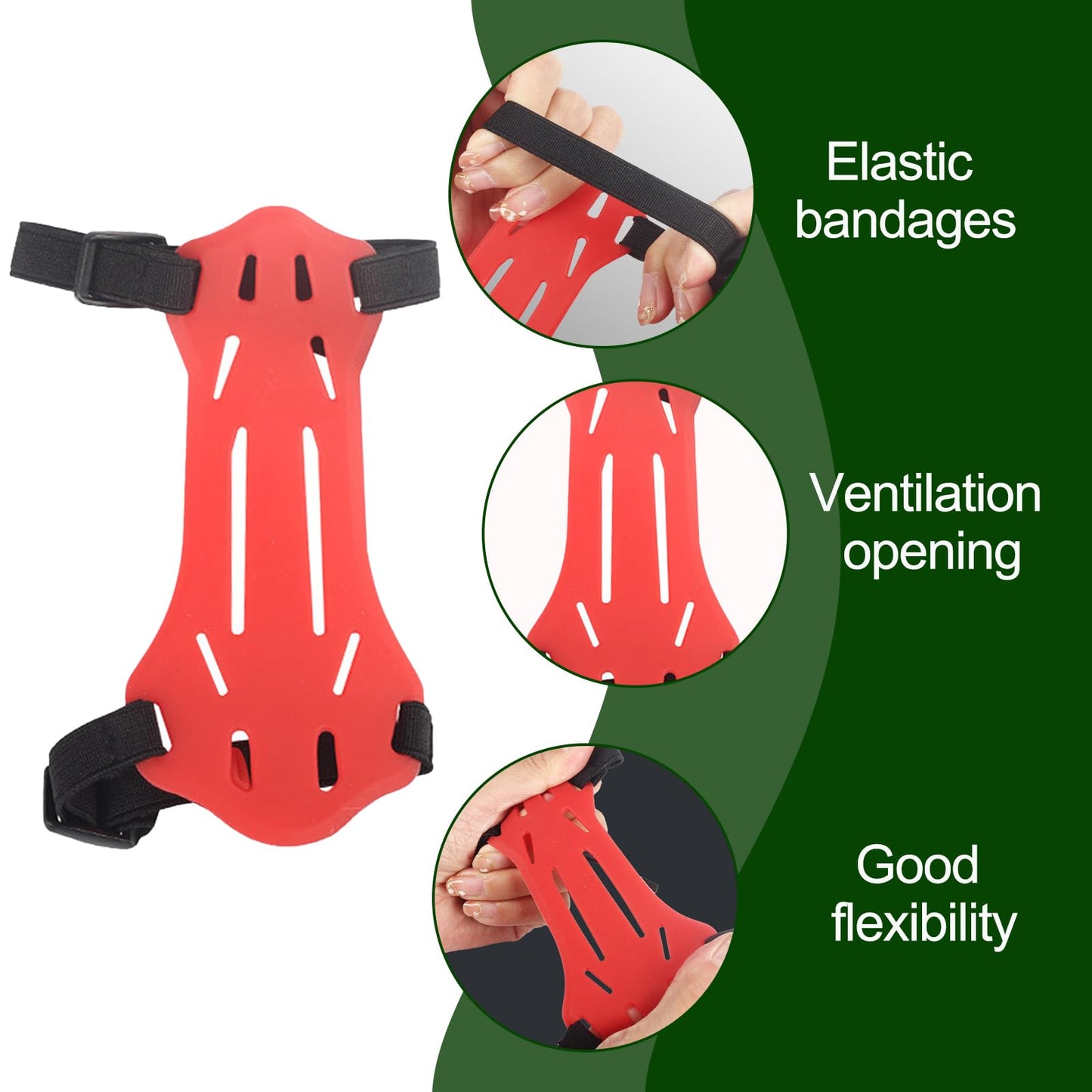 2 Pack Rubber Archery Arm Guard Youth Forearm Protector Adjustable 2 Straps Buckles for Kids & Youth Shooting Practice