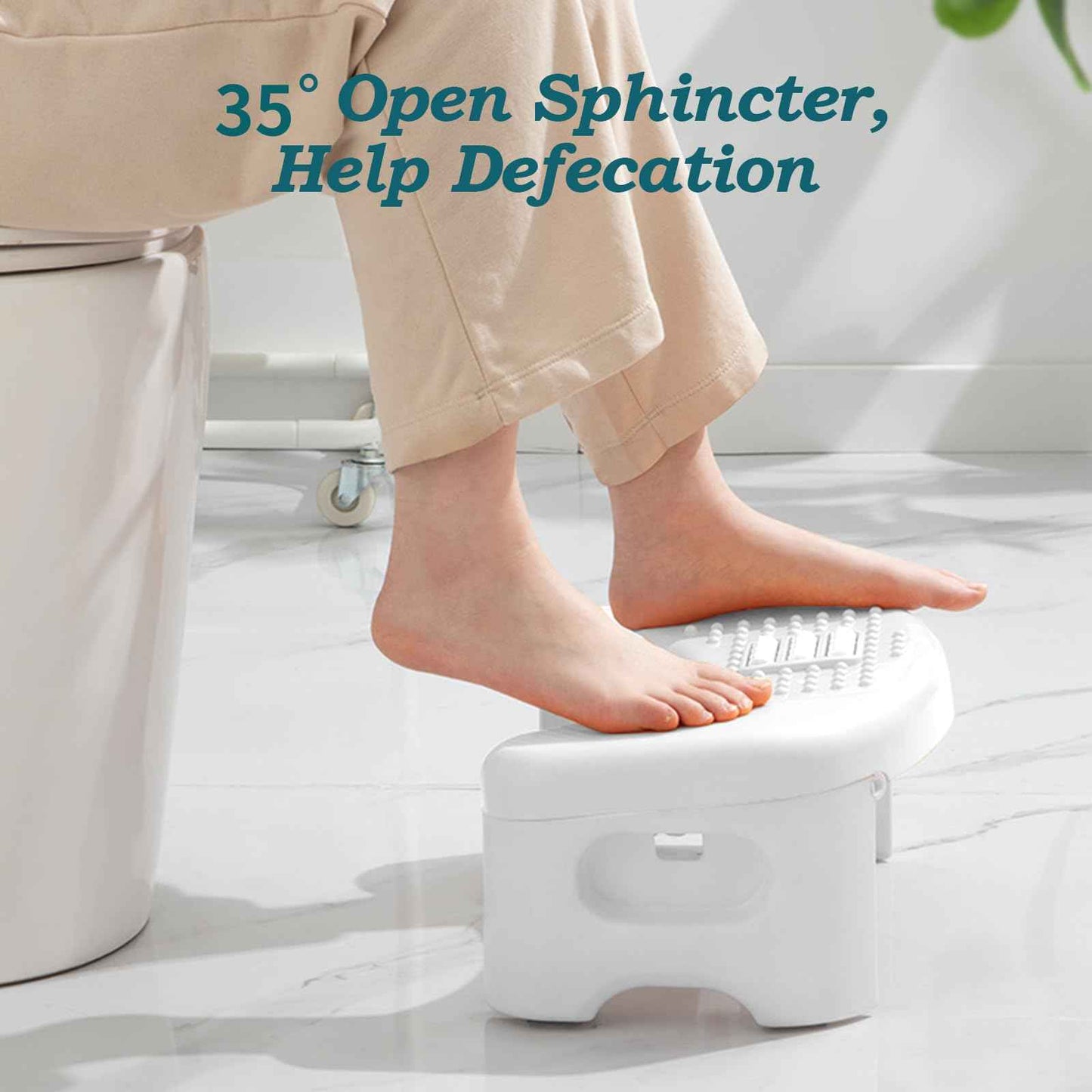 Bathroom, Non-Slip Foldable Poop Adult White, 7 Inch Assistance Step Massage Soles of The Feet Toilet Step Stool, Suitable for Shower, Study, Living Room