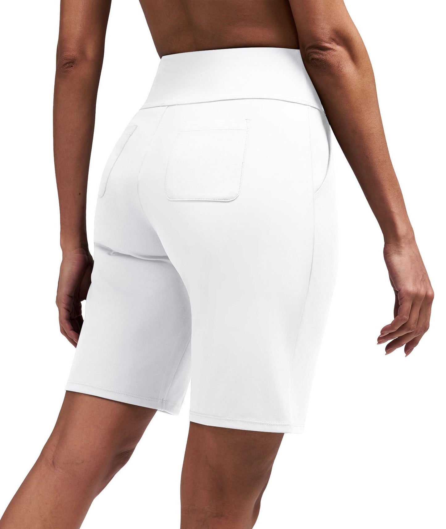 Alaroo Bermuda Athletic Workout Running Long Shorts for Women High Waisted Biker Yoga Hiking Outdoors Gym Track Sports Recreation Clothes White M