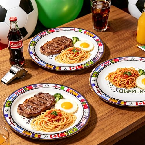2026 World Cup Party Supplies - 50 Pack Large Paper Plates, White