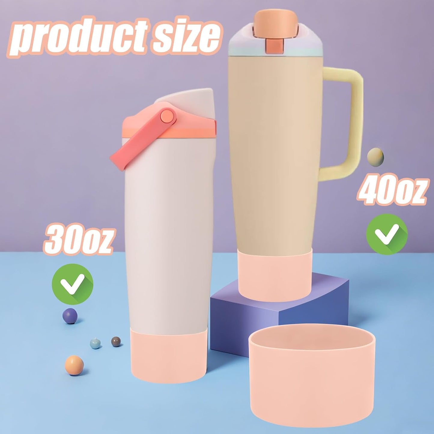 Mity Rain Silicone Protective Boots for Owala 30oz & 40oz FreeSip Sway Bottles - Light Peach, Enhances Stability & Prevents Scratches