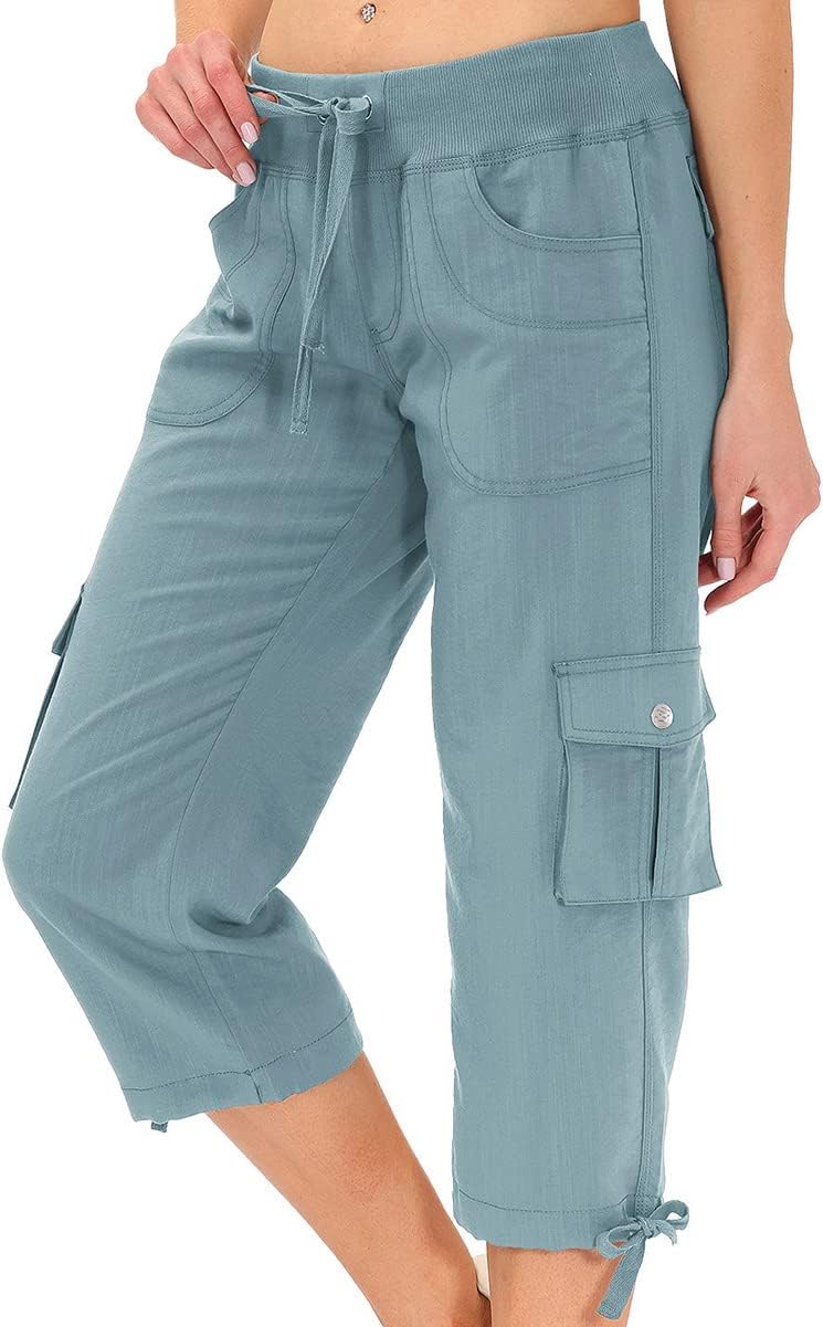 MoFiz Women's Capri Pants - Lightweight Casual Capris with Pockets for Hiking | Loose Fit & Dressy