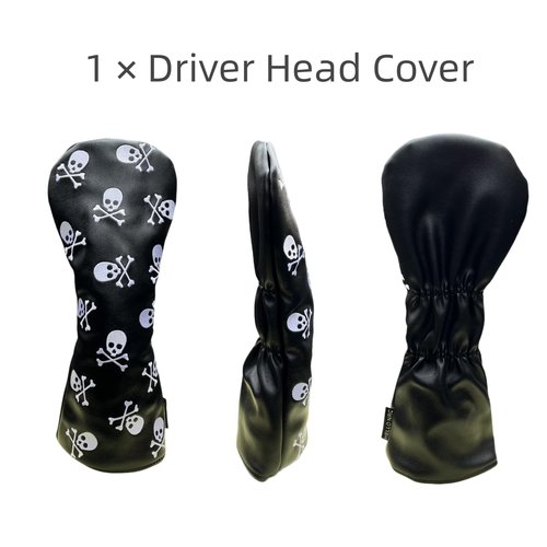 Golf Club Headcover 3 Wood Headcover Hybrid Head Covers Skulls Embroidery Premium Leather Driver Fairway Wood Hybrid Blade Mallet Putter Cover Magnetic Closure (1pc for Driver)