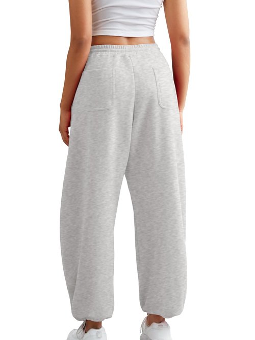 ELLEVEN Wide Leg Baggy Sweatpants Women Y2K Sweat Track Pants Drawstring High Elastic Waist Pockets Tall Long Oversized Open Cinch Bottom Athletic Joggers Workout Gym Yoga Light Grey Medium