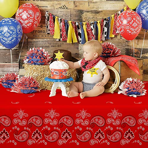 Western Cowboy Tablecloths - 2 Pack Red Paisley Disposable Covers