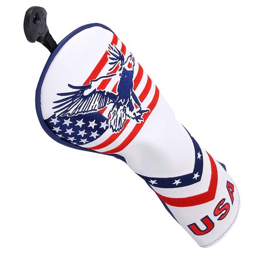 GOOACTION USA Eagle Golf Hybrid Headcover, American Stars Stripes Flag & Eagle Pattern Leather Protector | Waterproof & Universal Fit for On-Course Luck & Defense