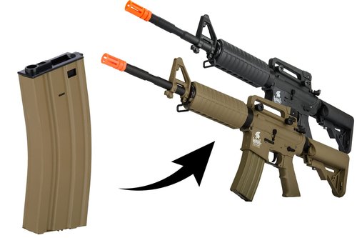 Lancer Tactical Full Metal Steel M4/M16 300 Round High Capacity AEG Airsoft Magazine Clip (Tan/Pack of 3)