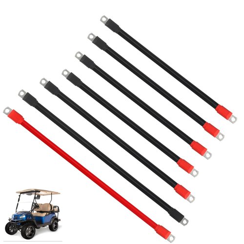 HKOO Golf Cart Battery Cables Wiring Kit for EZGO TXT 1994 & UP with 4 Gauge 7 PC AC/DC Wire, 36 & 48 Volt