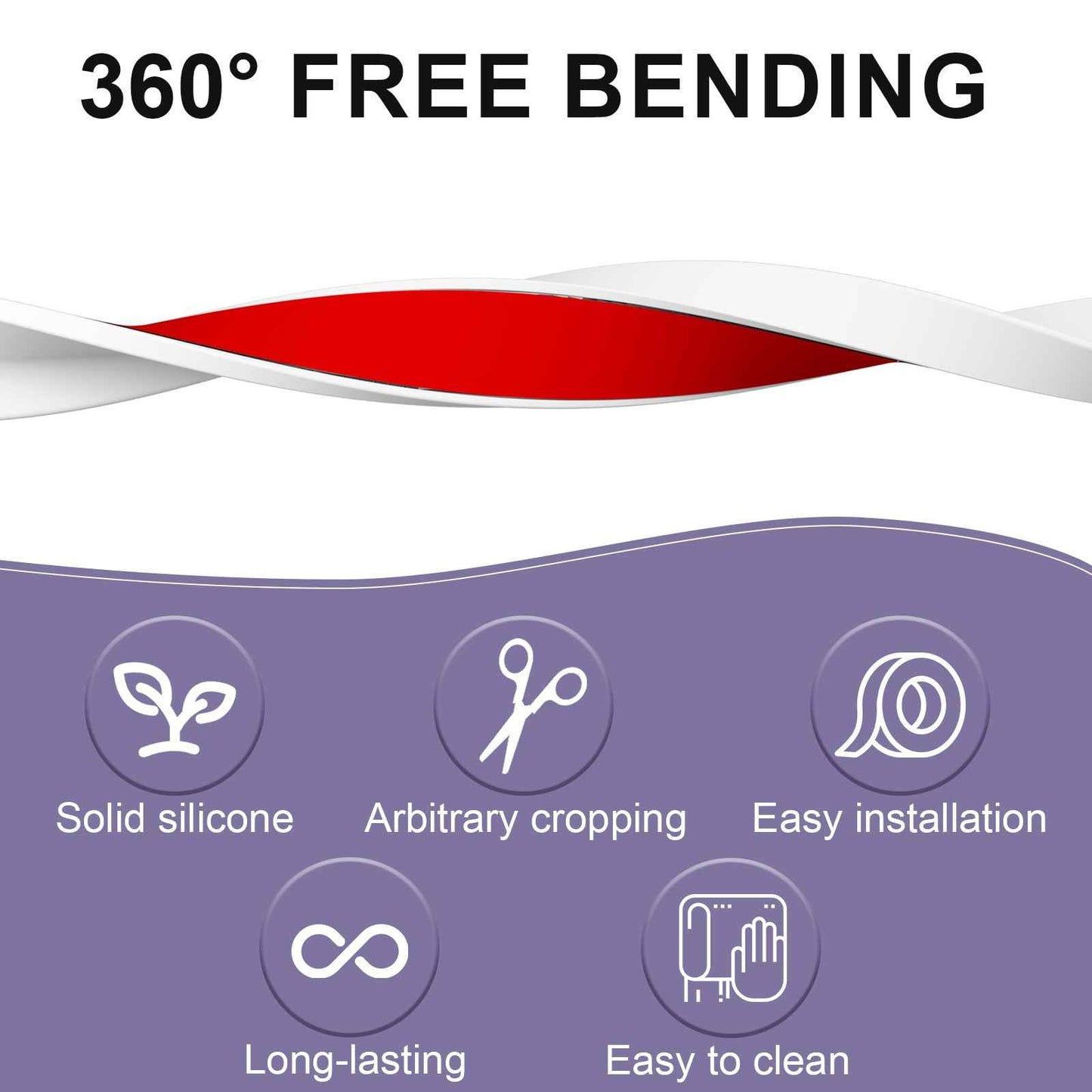 Hzetuu Shower Threshold Water Dam Barrier - Versatile, Silicone Shower Water Guard Stopper Seal Strip for Bathroom Floor, Bathtub Rim, Kitchen Countertop (White, 98 In/ 2.5M)