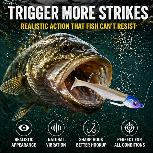 Vipfish Shadow Shad 3/8oz Swimbait Jig Heads for Bass & Predator Fish