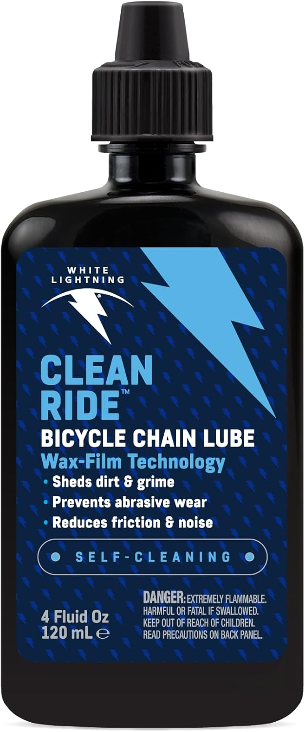 White Lightning Clean Ride Bicycle Chain Lubricant - 100% Oil-Free Self-Cleaning Formula, 4 oz