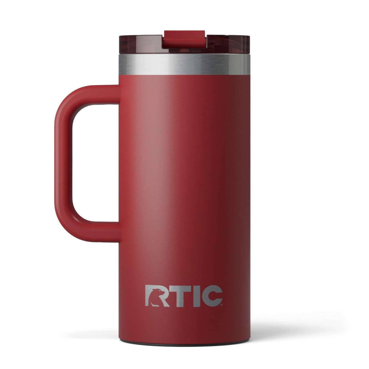RTIC 16oz Road Trip Travel Mug with Lid and Handle, Insulated, Stainless Steel, Metal, Double Wall Vacuum-Insulation, Ceramic Lined, Portable Coffee, Tea Cup for Hot and Cold Drink, Black Cherry