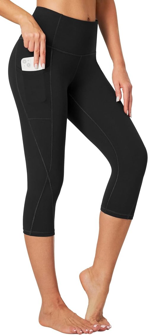 Heathyoga Capri Leggings - High Waisted Tummy Control Yoga Pants with Pockets for Women