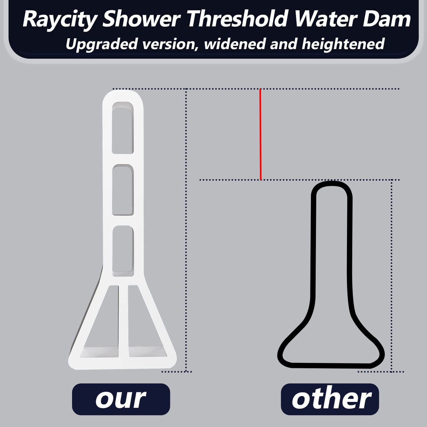 3" High Shower Threshold Water Dam 118 IN Collapsible Shower Water Splash Guard for Curbless Shower Threshold Barrier Water Stopper for Wet and Dry Separation Bathroom and Kitchen (White)