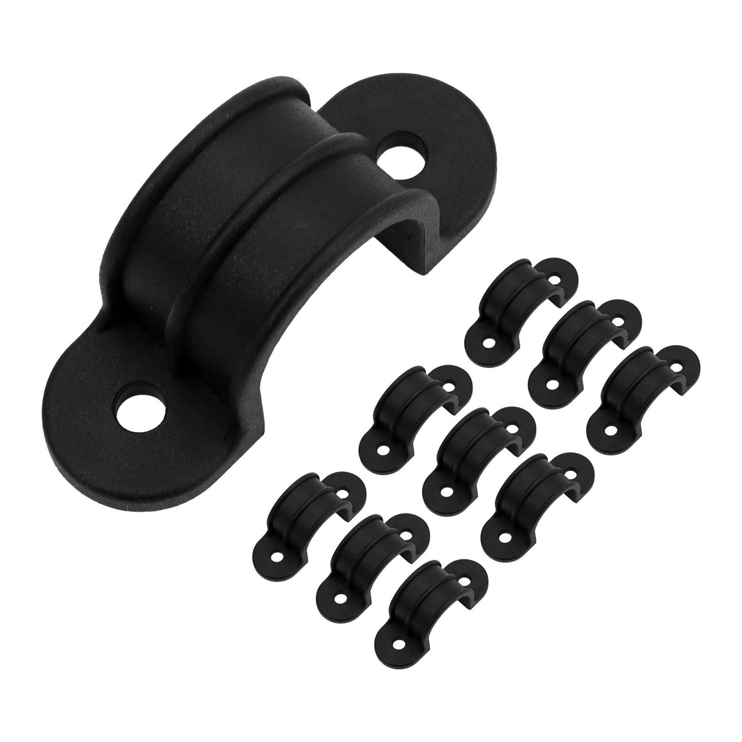 Mewutal 10pcs 1 Inch PVC Pipe Straps U Shape Plastic Conduit Pipe Strap Clamps 2 Holes Pipe Clips Black Conduit Clips for Water Pipe Tube Cables (25mm)