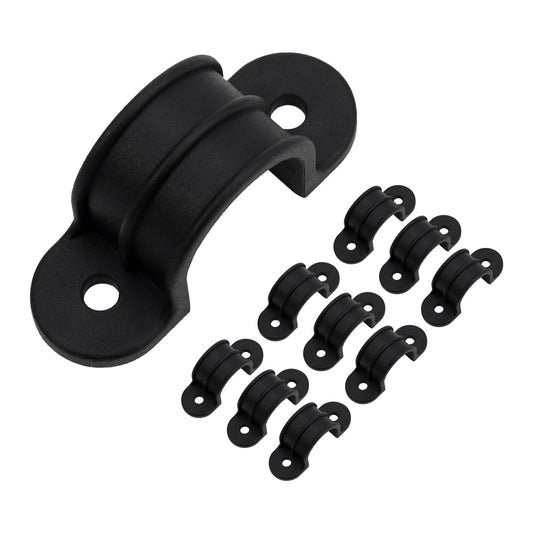 Mewutal 10pcs 1 Inch PVC Pipe Straps U Shape Plastic Conduit Pipe Strap Clamps 2 Holes Pipe Clips Black Conduit Clips for Water Pipe Tube Cables (25mm)