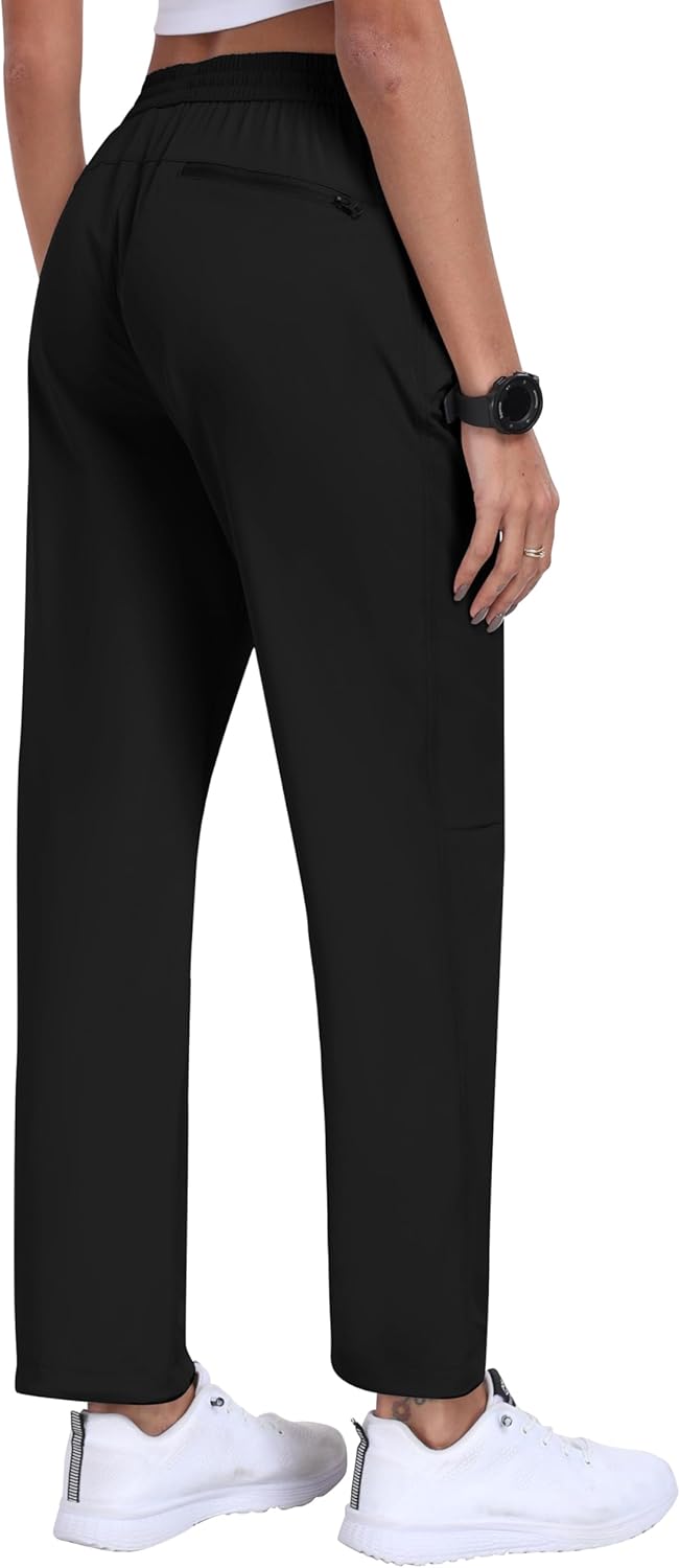 MoFiz Women's Hiking Cargo Pants - Lightweight Athletic Joggers with Pockets | Black, Size M