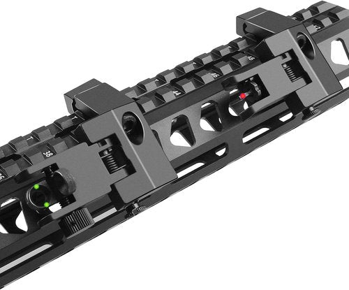 Fiber Optics Iron Sights - Low Profile 45 Degree Front & Rear Backup AR Sights | Durable All-Metal Construction with Red & Green Dots