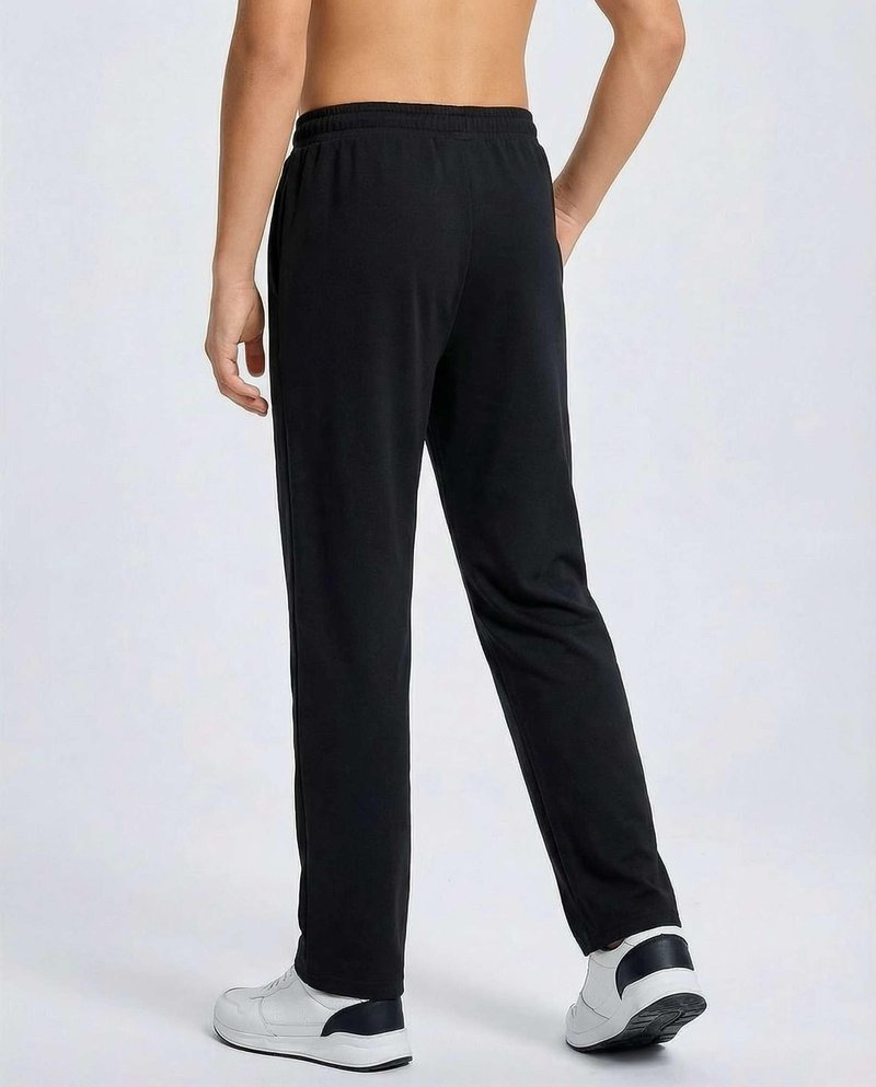 Real Essentials 3 Pack: Boys' French Terry Open Bottom Sweatpants Sweats for School Kids Teens with Pockets- Set 2, L