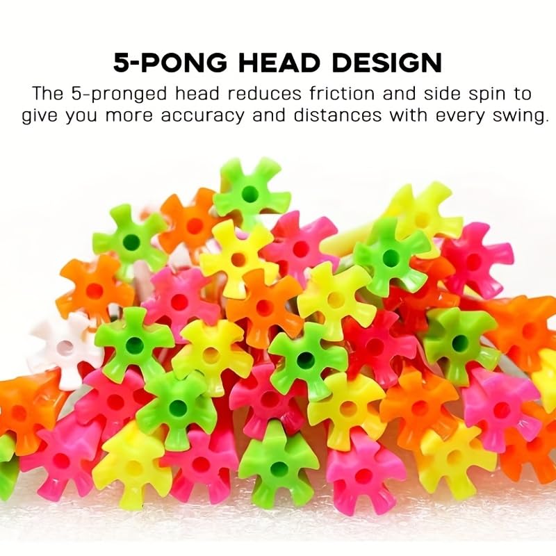 SWINGTEK 120 Golf Tees Set - 3-1/4" Long & Short Unbreakable Plastic Tees in Mixed Colors
