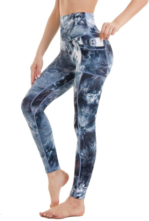 Devirld Women's High-Waisted Yoga Leggings - Tummy Control with Pockets for Gym Workouts